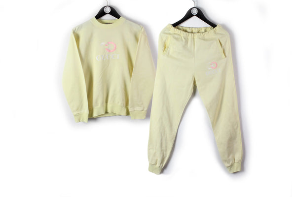 vintage womens Pale Yellow sweatsuit Set Small