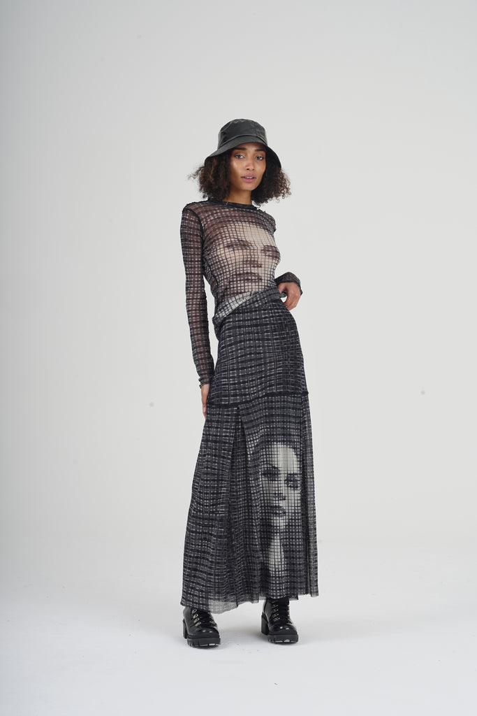 Rare Mid 90's Jean Paul Gaultier Greta Garbo Face Printed Mesh Co-Ord ...