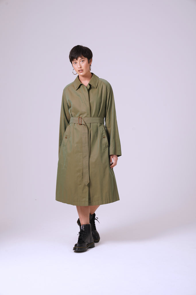 Vintage 70's Burberry Blue and Green Tonic Classic Trench Coat