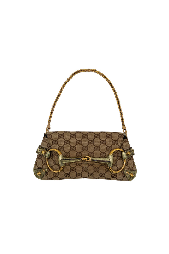 Gucci by Tom Ford Fall 2003 Tan Logo Shoulder Bag | Nordic Poetry