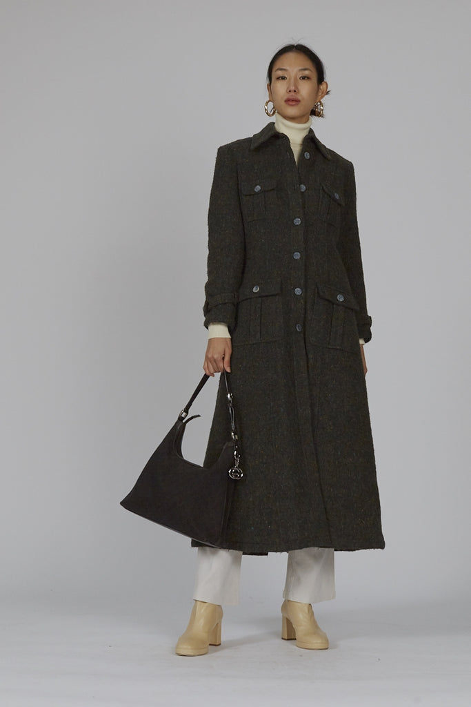 tweed maxi coat