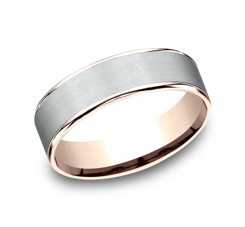 Benchmark White and Rose Gold Men's Wedding Band The Rembrandt