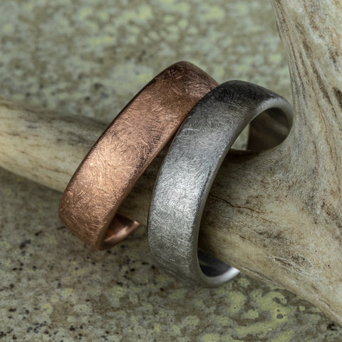 Swirl Finished Men's Wedding Bands in Gold