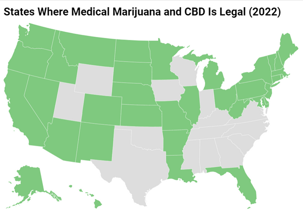 US states where medical marijuana and CBD is legal