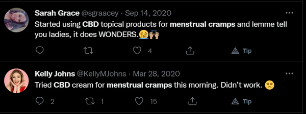 reactions to CBD for menstrual cramps