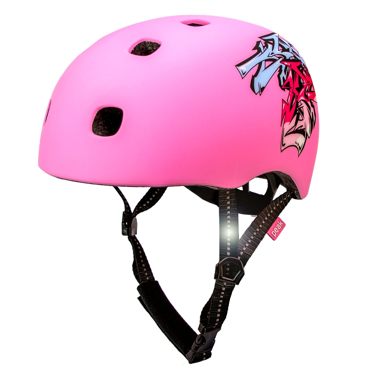 Crazy pink in-mould Skater cykelhjelm til teens voksne. Testet, certificeret og godkendt EN1078