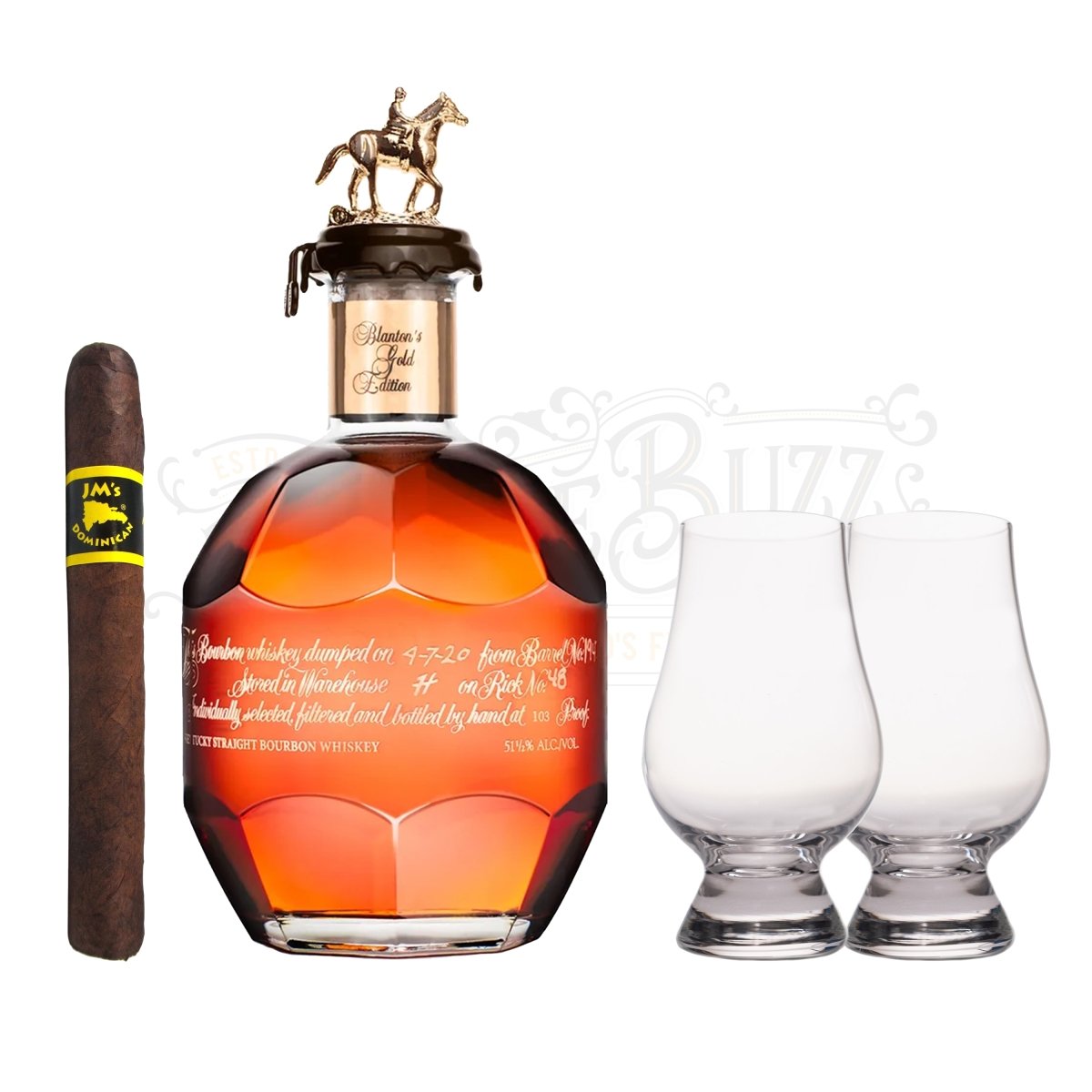 Blanton's Gold Label with Glencairn Set & Cigar