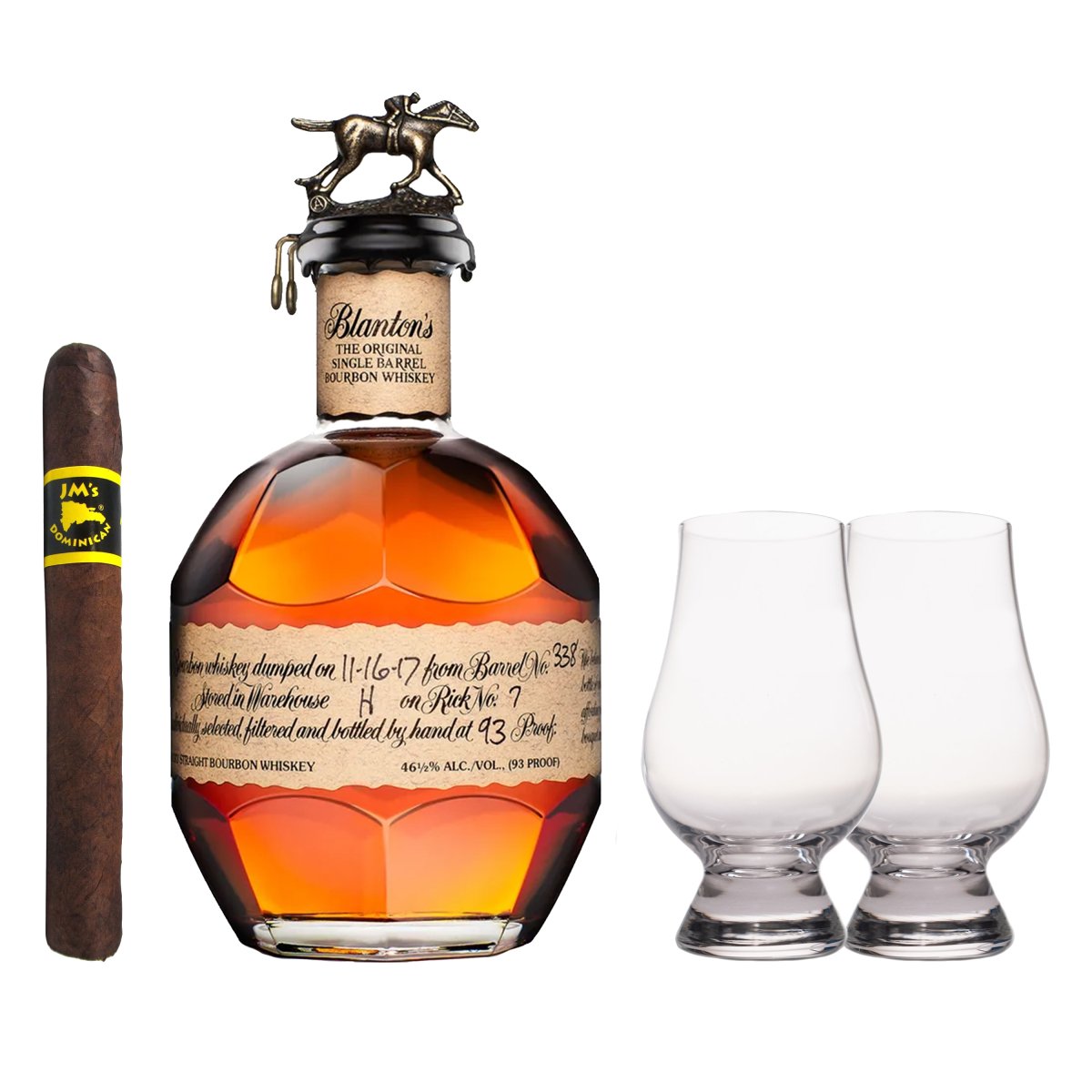 Blanton's Original Single Barrel with Glencairn Set & Cigar