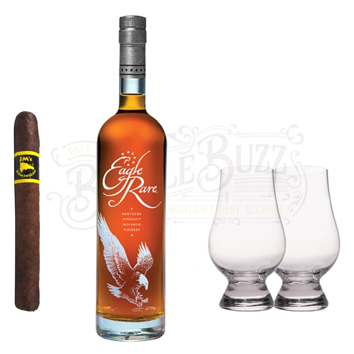 Eagle Rare 10 Year Bourbon with Glencairn Set & Cigar Bundle