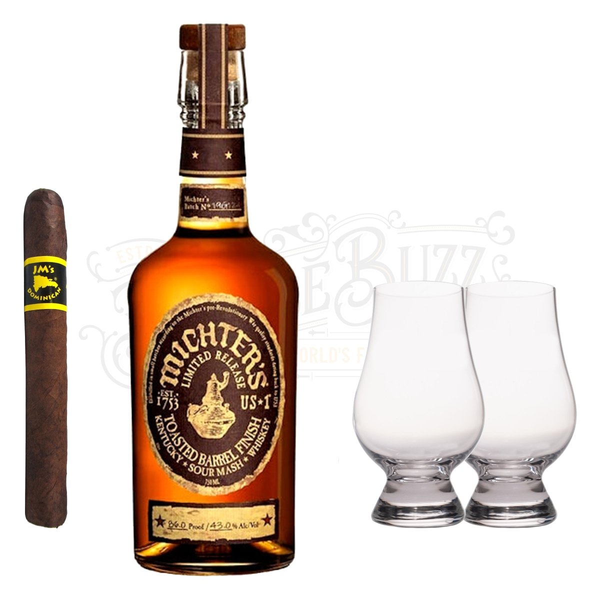 Michter's Toasted Barrel Finish Sour Mash Limited Release Bourbon With Glencairn Set & Cigar Bundle