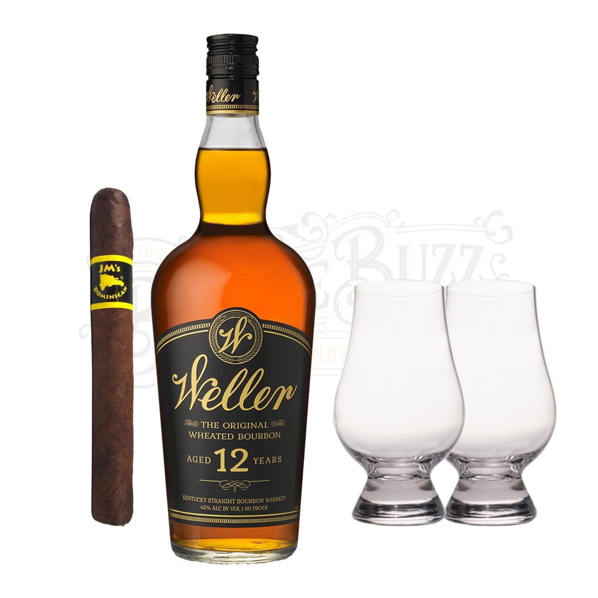 W.L. Weller 12 Year Bourbon with Glencairn Set & Cigar Bundle