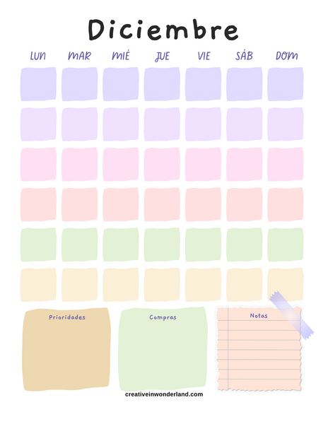 Calendario diciembre inicia lunes