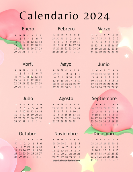 Calendario 2024 en Español para Imprimir  Calendario, Calendario español,  Plantilla calendario
