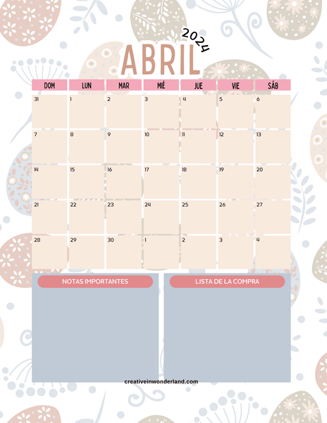 Calendario mensual abril 2024 para imprimi 01