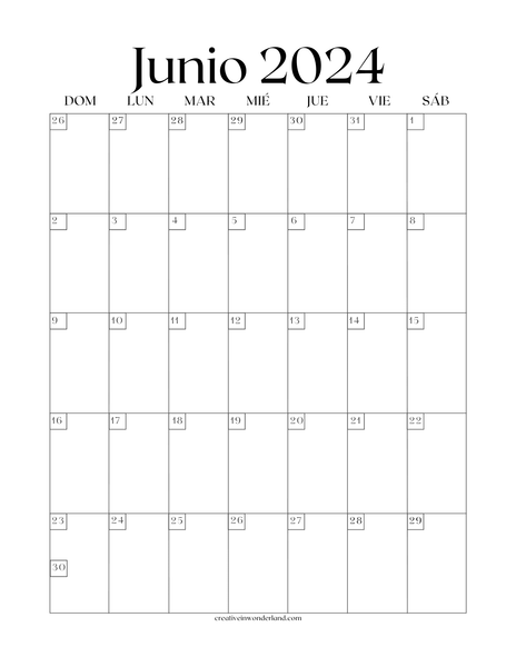 Calendario junio 2024 inicia lunes #33