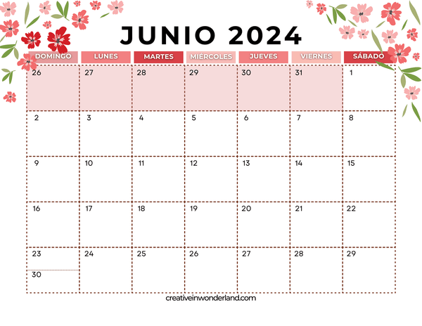 Calendario de junio inicia domingo #11