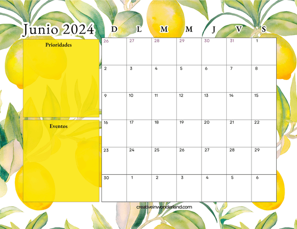 Calendario de junio inicia domingo #13