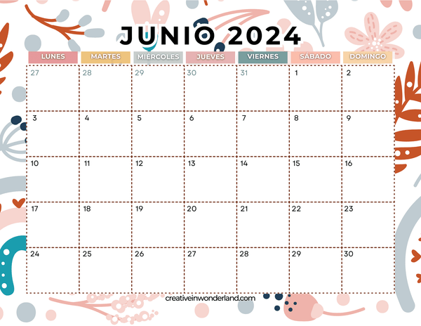 Calendario de junio inicia lunes #4
