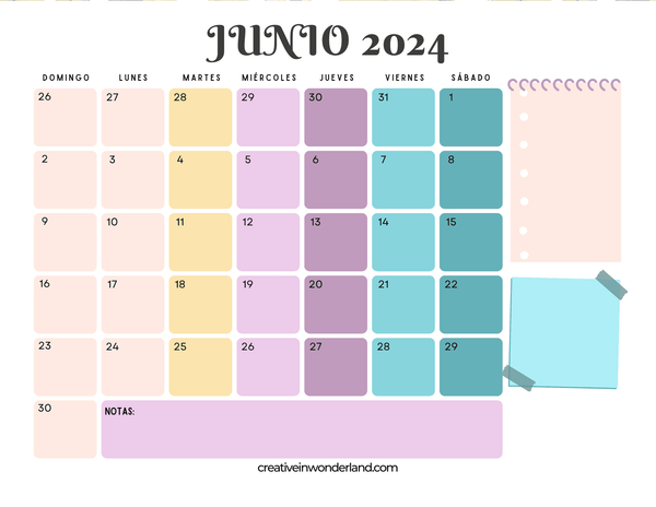 Calendario de junio inicia domingo #15