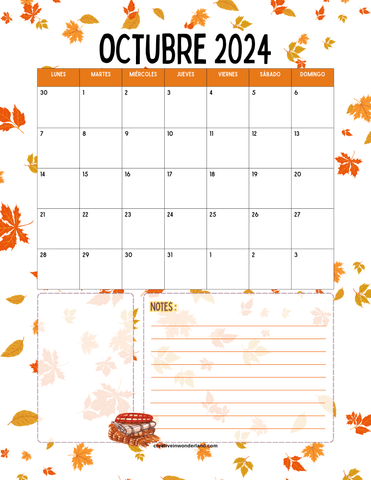 Plantilla de calendario octubre 2024 inicia lunes #30