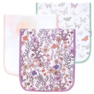 Flora Set of Three Premium Burp Cloths - Polka Dots and Paislees
