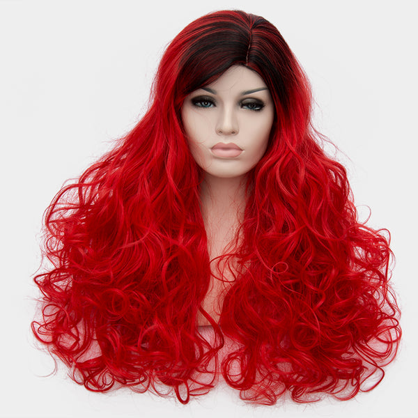 long curly bright red hair