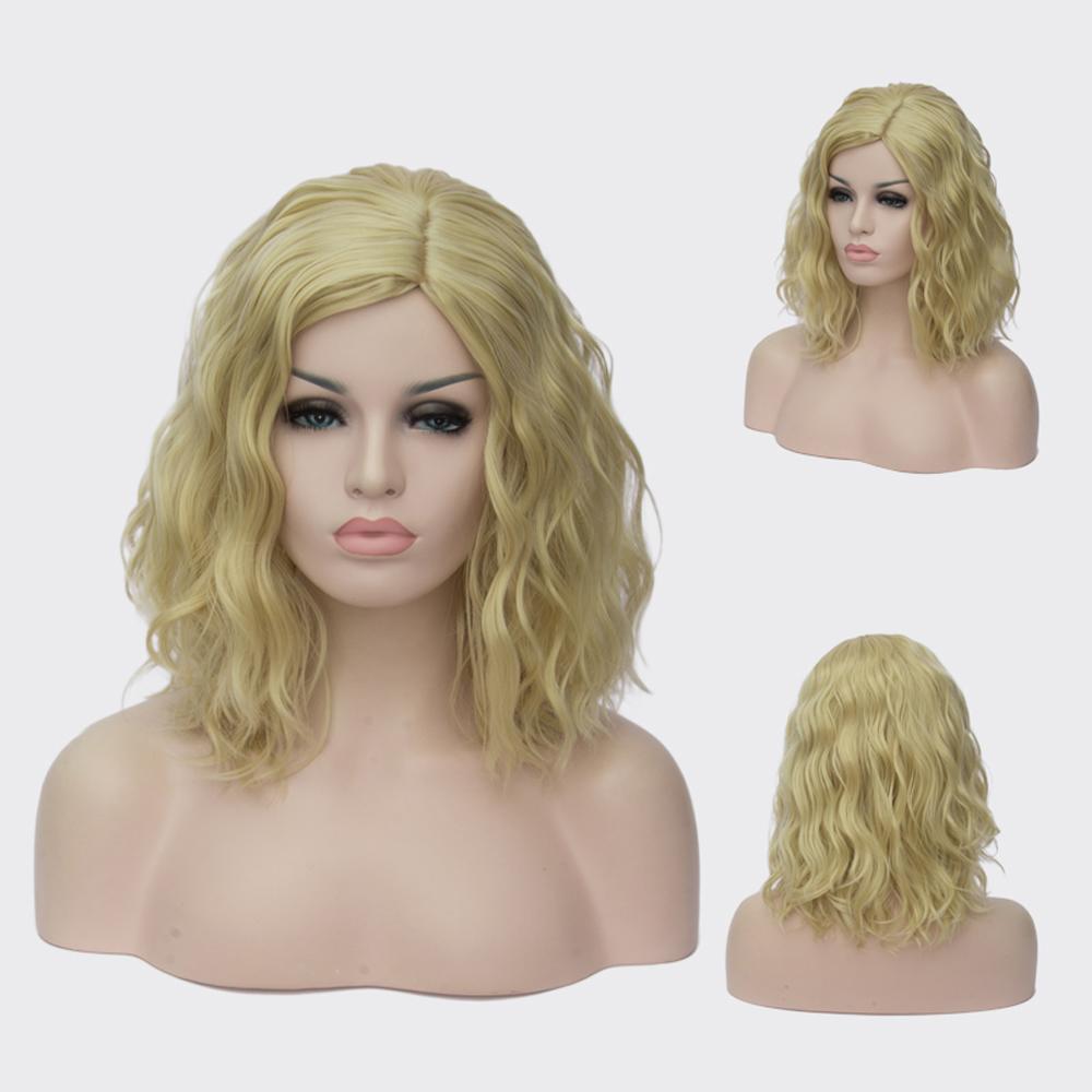 Golden Blonde Medium Length Curly Wig By Shiny Wigs Melbourne Vic 