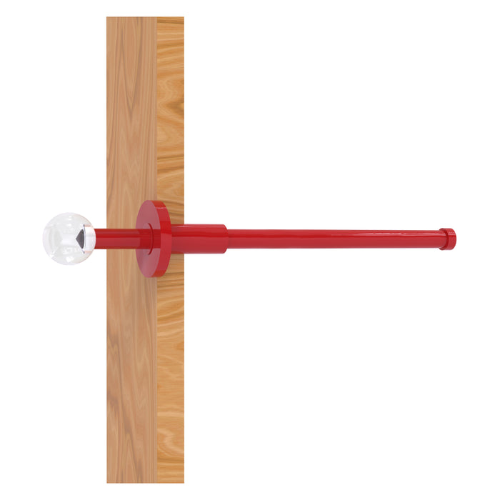 Brass pullout garment rod red finish clear knob