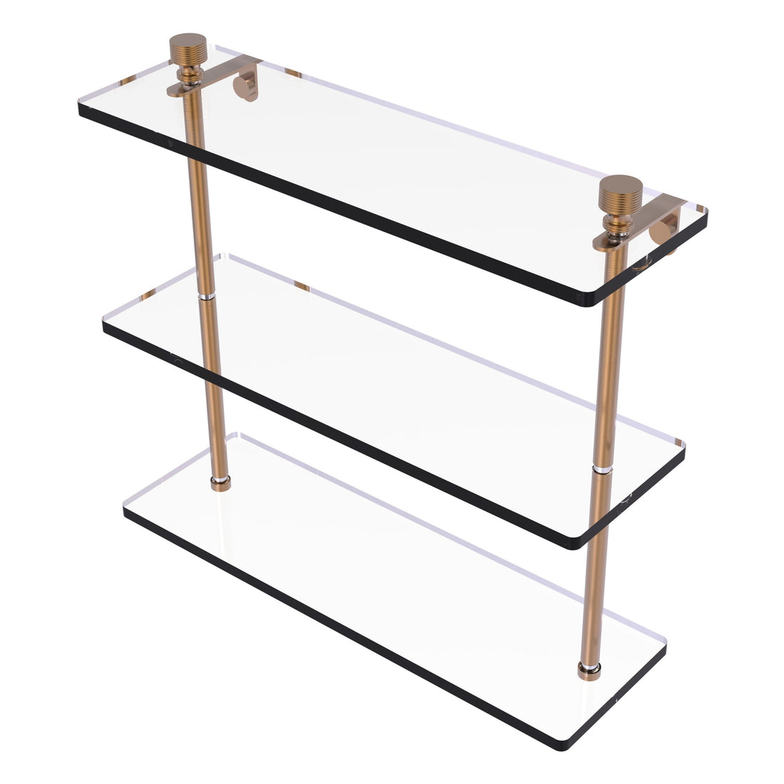 three tiered brass and glass shelf