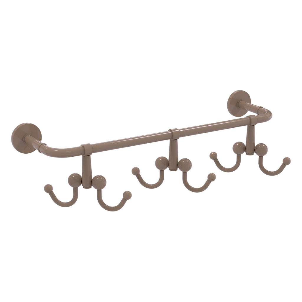 six hook brass wall mounted coffee mug rack