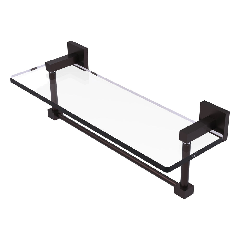 Glass and brass vanity shelf with towel bar