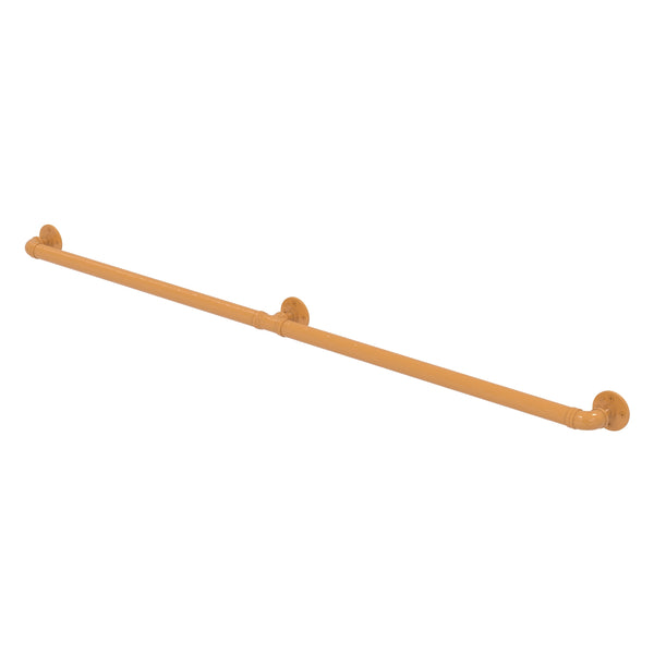 Brass forty two inch grab bar with three posts