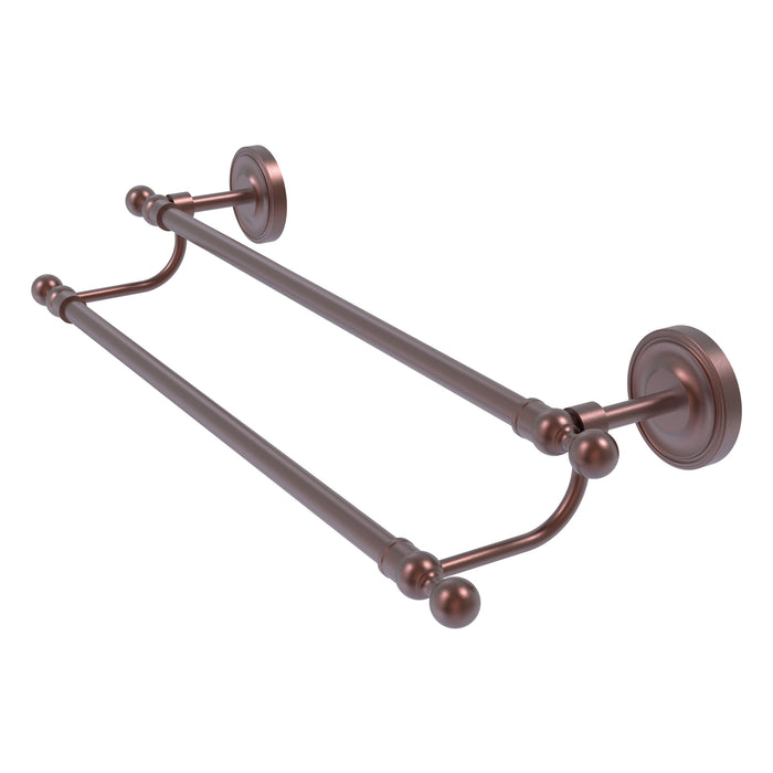Brass double towel bar with rounded finials