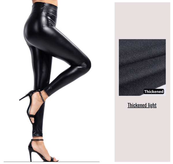 Warm Stretch-Fit Faux Leather Leggings | Wet Look Leggings | Leather ...