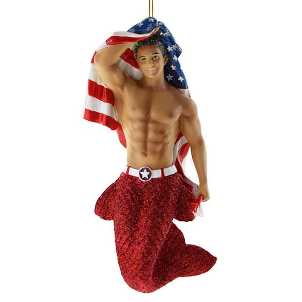 Patriot Merman Christmas Ornament | December Diamonds | Coastal Gifts Inc