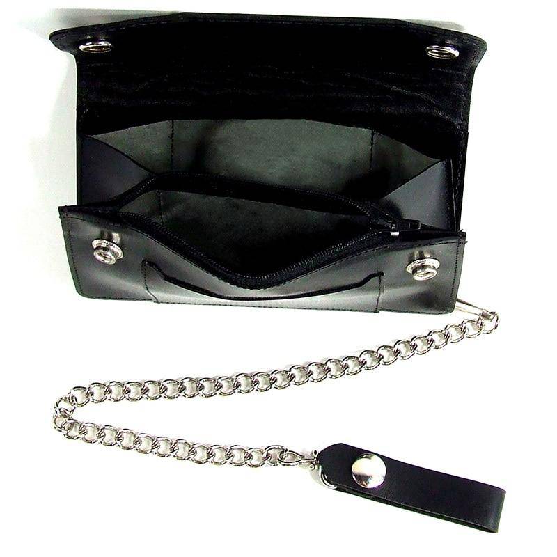 Biker Wallet Leather Chain in Black