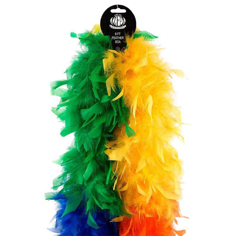 ZuckerFeatherPlace 120 Gram Chandelle Feather Boas Rainbow Mix 2 Yards for Party Favors, Kids Craft, Dress Up, Dancing, Halloween, Costume Zucker