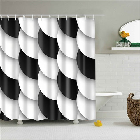 ▷ Superbe rideau de douche noir et blanc