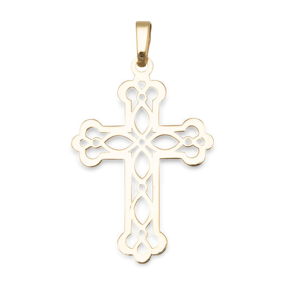 14 Karat Gold Plated Ornate Cross Pendant