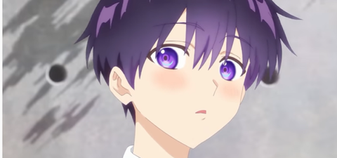 anime boy with purple hair and purple eyes