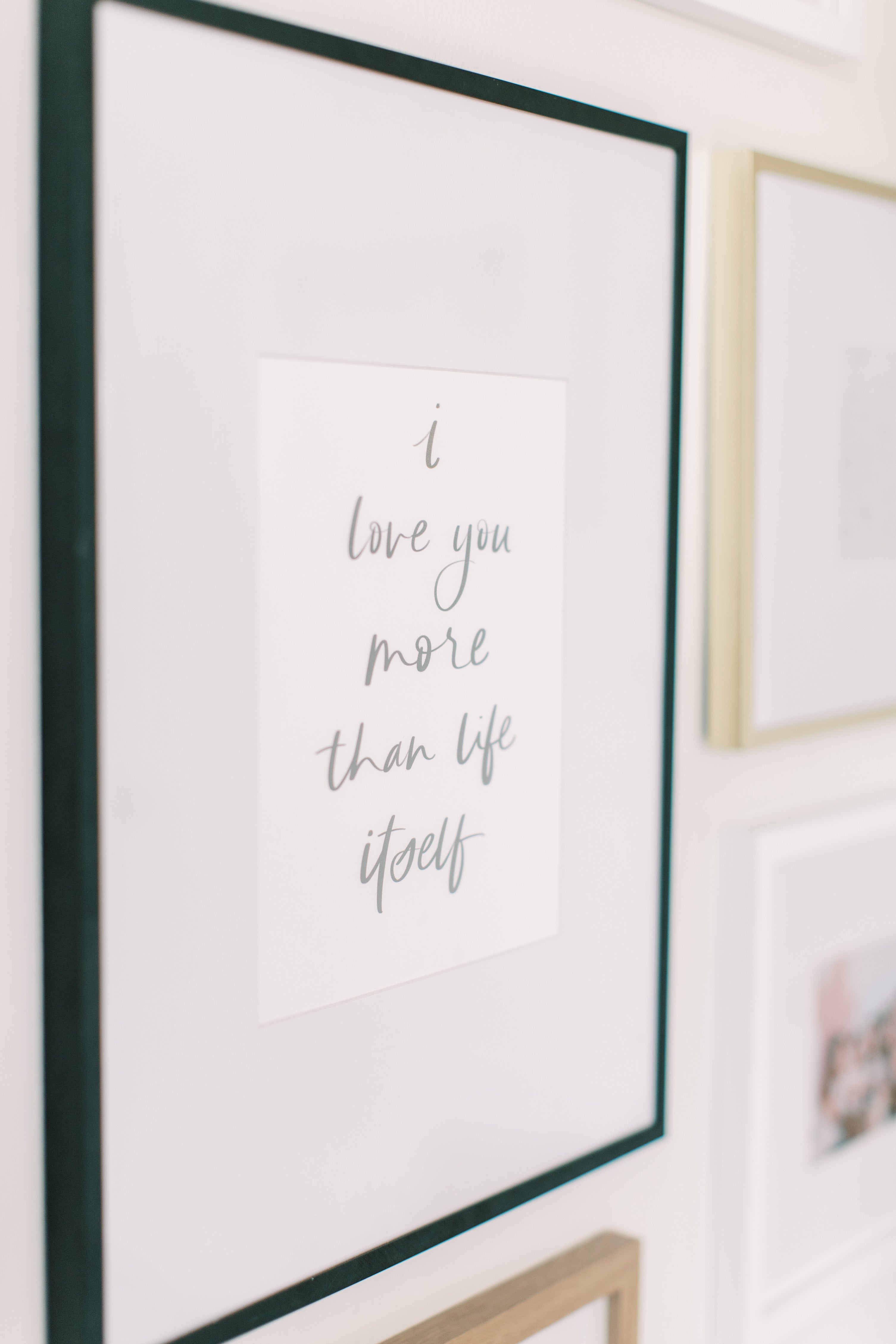 i love you art print black and white art hand lettered