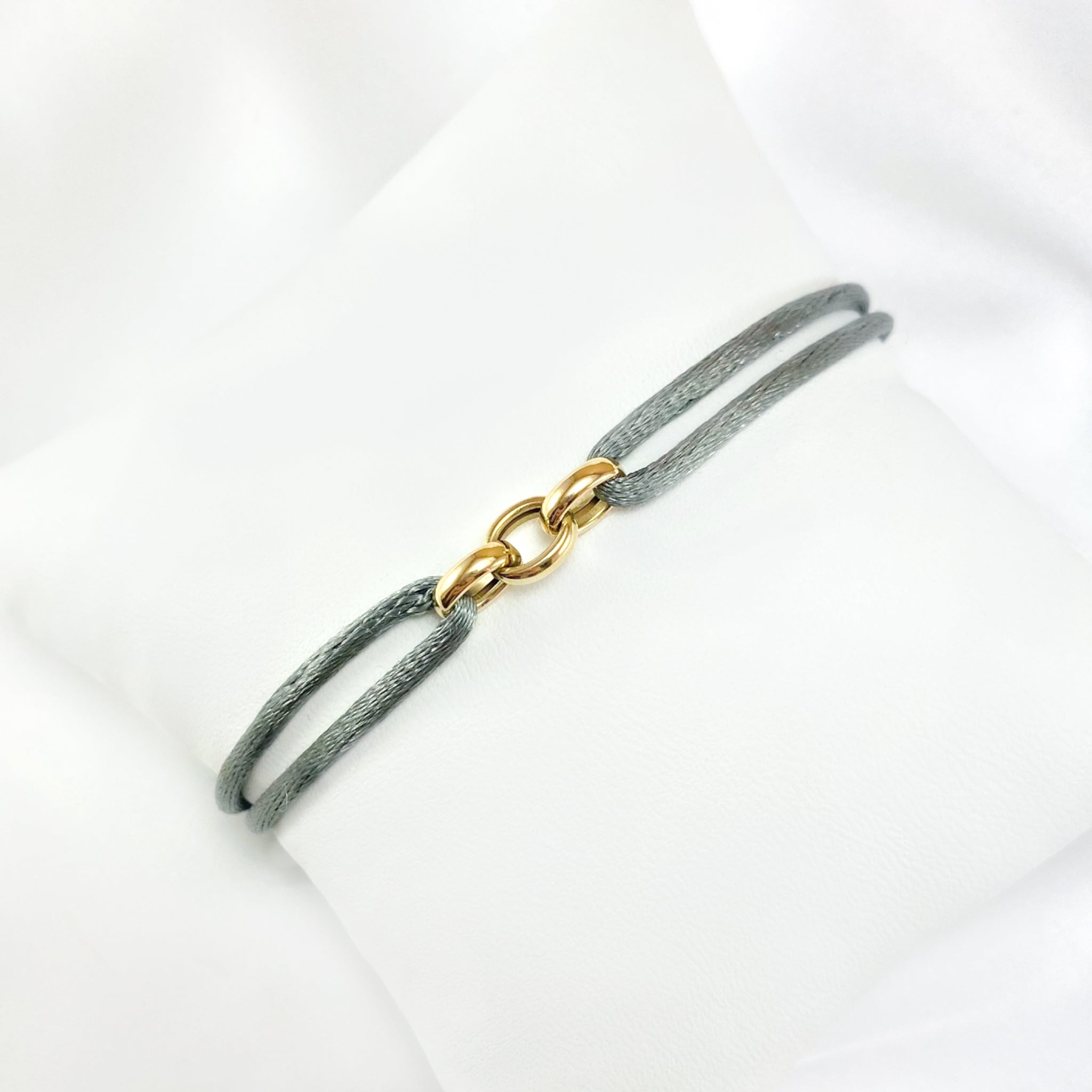 Noel Bracelet - Textured silver link bracelet with gold accent