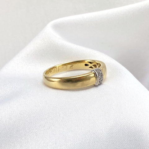 White Golden Diamond Stripe Ring