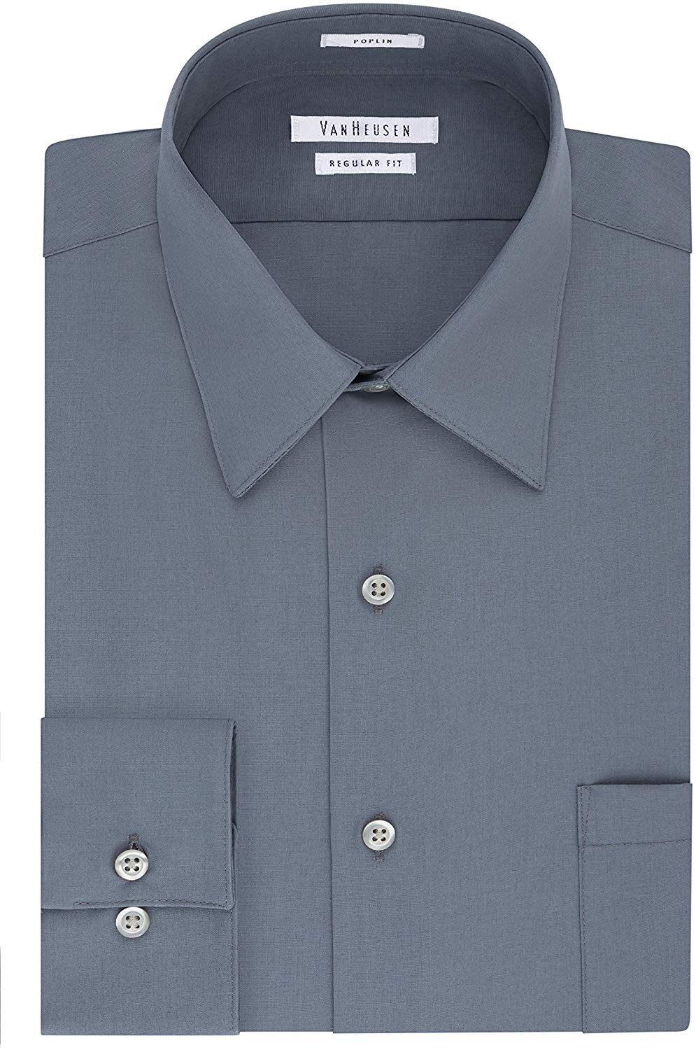 van heusen men's short sleeve poplin solid dress shirt