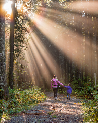 Mom and daughter hiking