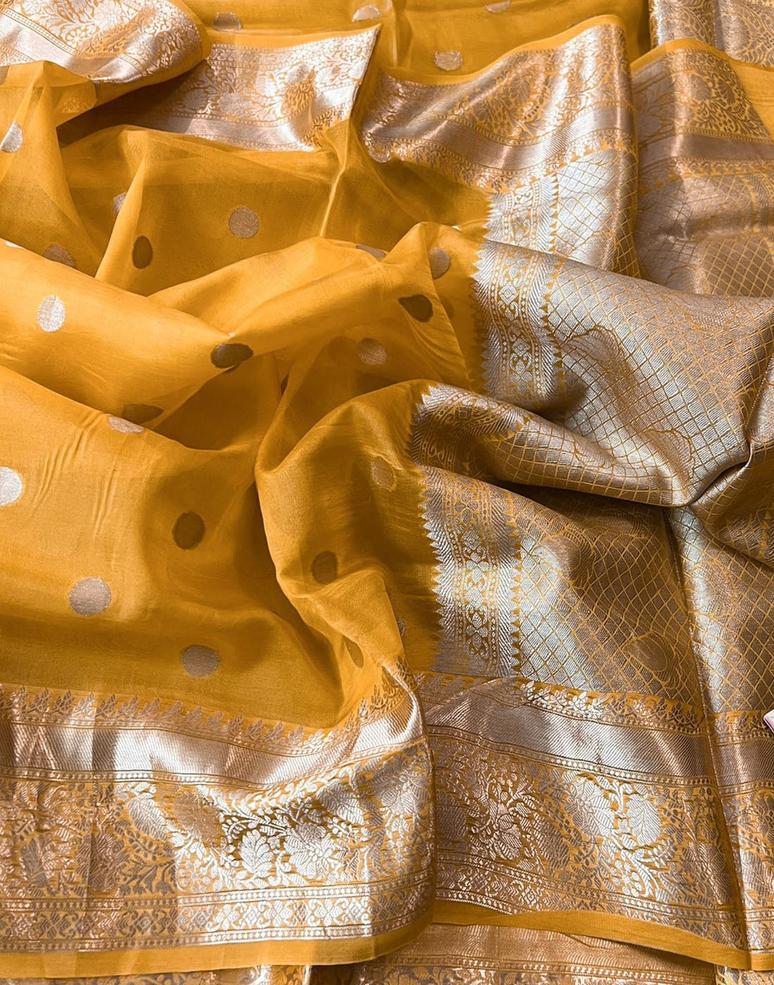 Digital Printed Organza Saree in Mustard : SSF22482