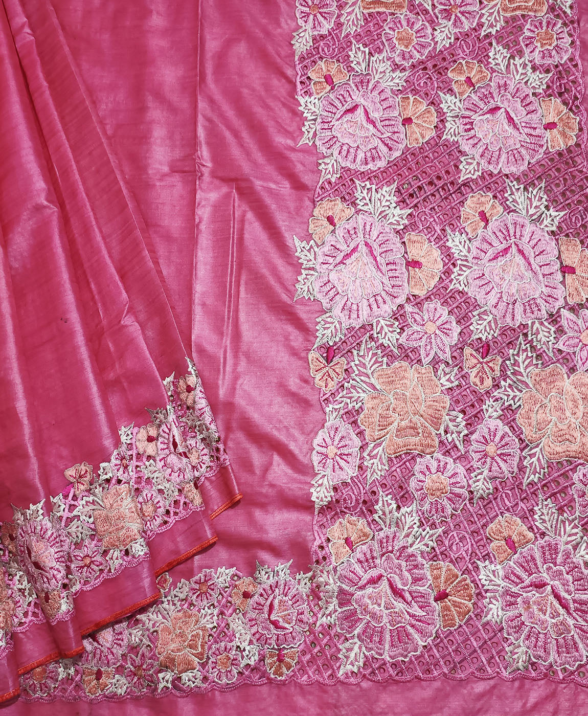 Party Wear PURE ORGANZA SILK CUT WORK SAREE., 1 Meters, 6.5( With blouse)  at Rs 6000/piece in Raigarh