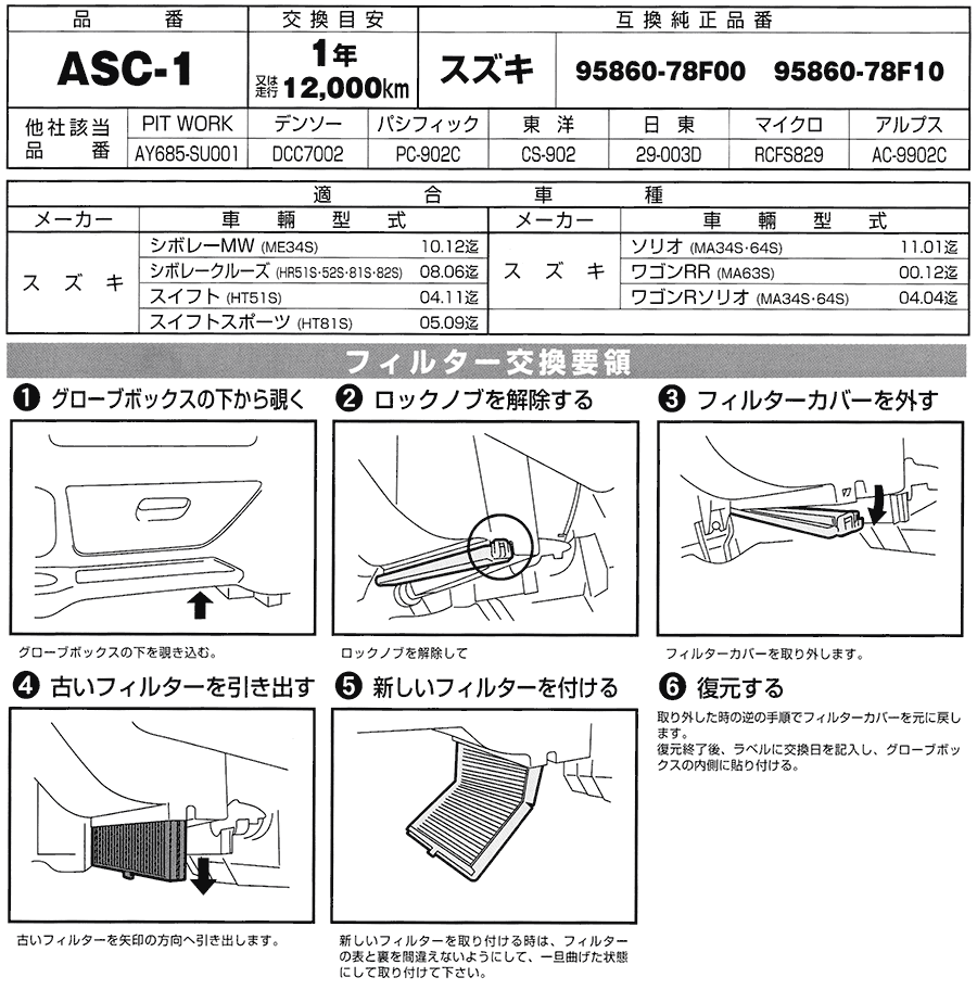 エアコンフィルター SCF-9010A 5枚セット カーエアコンフィルター 活性炭 - 1