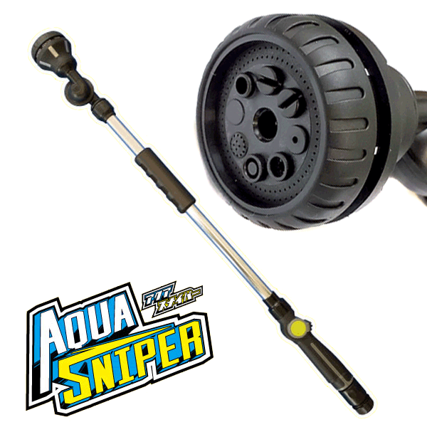 洗車革命 ホースノズル Aquasniper アクアスナイパー 水形全8種類 300度可動ヘッド 全長約790mm ジェットノズル 強力な水圧 ハイルーフ車も楽々 電源不要 ワンタッチ 散水 自動車部品のparts King パーツキング