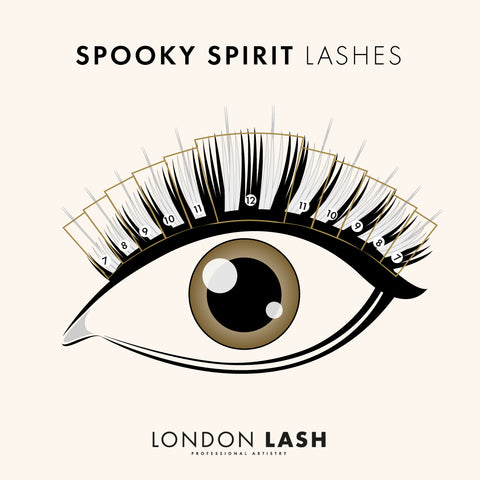 Lash mapping for Wispy lashes for a Halloween ghost costume